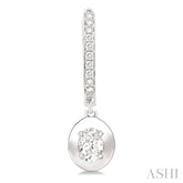 1/2 Ctw Oval Shape Dome Round Cut Diamond Fashion Huggie Earrings in 14K White Gold